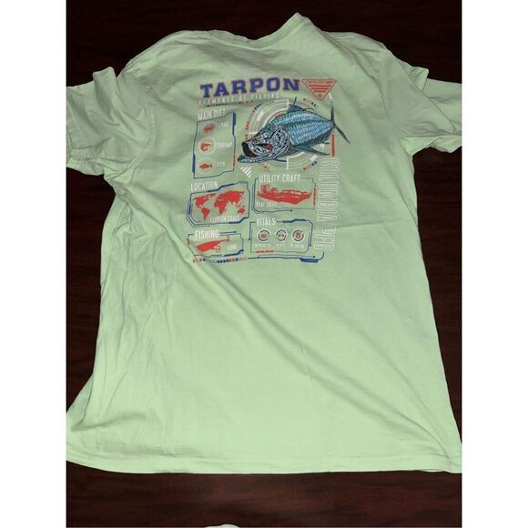 Columbia PFG Light Green Tarpon Fish Mens Short Sleeve Tee Size Large - Picture 2 of 5